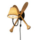Meyda Lighting Paddle 14" Natural Wood & Textured Black Wall Sconce With Beige Textrene Shade