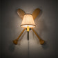 Meyda Lighting Paddle 16" Natural Wood & Tarnished Copper Wall Sconce With Brown & Beige Textrene Shade