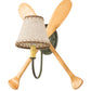 Meyda Lighting Paddle 16" Natural Wood & Tarnished Copper Wall Sconce With Brown & Beige Textrene Shade