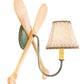Meyda Lighting Paddle 16" Natural Wood & Tarnished Copper Wall Sconce With Brown & Beige Textrene Shade