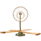 Meyda Lighting Paddle 16" Natural Wood & Tarnished Copper Wall Sconce With Brown & Beige Textrene Shade