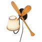 Meyda Lighting Paddle 16" Natural Wood & Textured Black Wall Sconce With Beige Burlap Fabric Shade