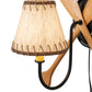 Meyda Lighting Paddle 16" Natural Wood & Textured Black Wall Sconce With Beige Burlap Fabric Shade