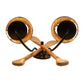 Meyda Lighting Paddle 18" 2-Light Antique Copper & Natural Wood Wall Sconce With Amber Mica Shade Glass