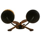 Meyda Lighting Paddle 18" 2-Light Textured Black & Natural Wood Wall Sconce With Amber Mica Shade Glass