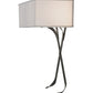 Meyda Lighting Paige 28" 2-Light Antique Iron Gate Wall Sconce With White Linen Textrene Shade