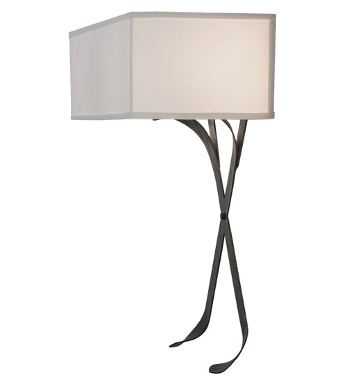 Meyda Lighting Paige 28" 2-Light Antique Iron Gate Wall Sconce With White Linen Textrene Shade