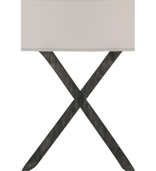 Meyda Lighting Paige 28" 2-Light Antique Iron Gate Wall Sconce With White Linen Textrene Shade