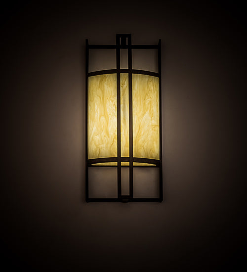 Meyda Lighting Paille 10" LED Cimarron Bronze Wall Sconce With Botticino Idalight Shade