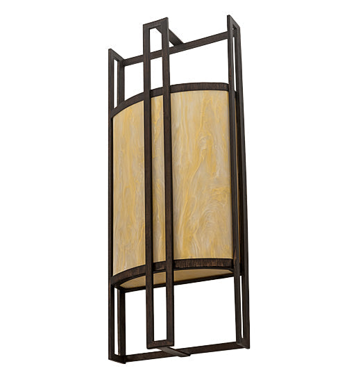 Meyda Lighting Paille 10" LED Cimarron Bronze Wall Sconce With Botticino Idalight Shade