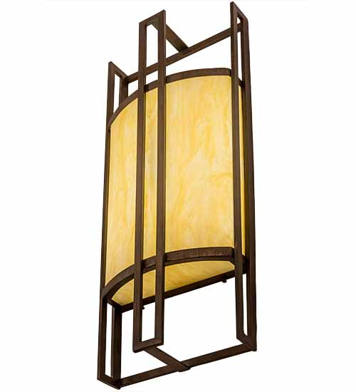 Meyda Lighting Paille 10" LED Cimarron Bronze Wall Sconce With Botticino Idalight Shade