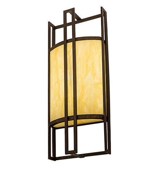 Meyda Lighting Paille 10" LED Cimarron Bronze Wall Sconce With Botticino Idalight Shade