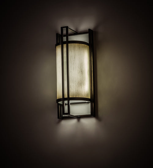 Meyda Lighting Paille 5" LED Cimarron Bronze Wall Sconce With Faded Champagne Gold Textrene Shade