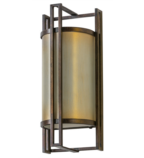 Meyda Lighting Paille 5" LED Cimarron Bronze Wall Sconce With Faded Champagne Gold Textrene Shade
