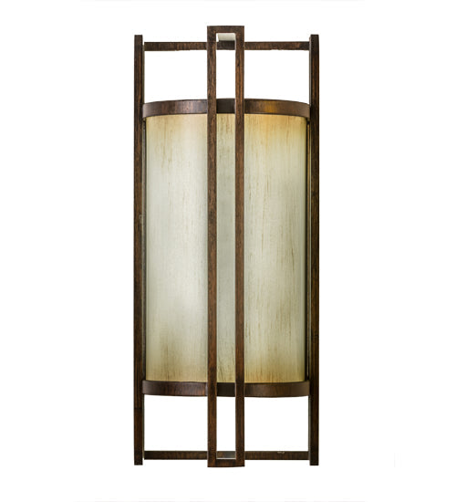 Meyda Lighting Paille 5" LED Cimarron Bronze Wall Sconce With Faded Champagne Gold Textrene Shade