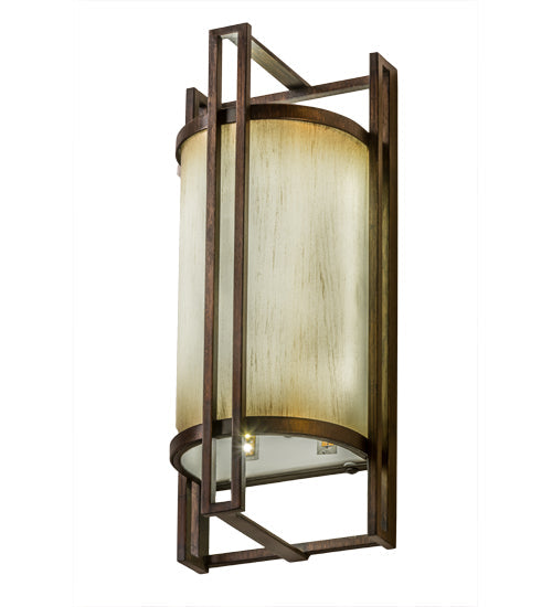 Meyda Lighting Paille 5" LED Cimarron Bronze Wall Sconce With Faded Champagne Gold Textrene Shade