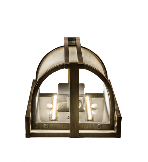 Meyda Lighting Paille 5" LED Cimarron Bronze Wall Sconce With Faded Champagne Gold Textrene Shade