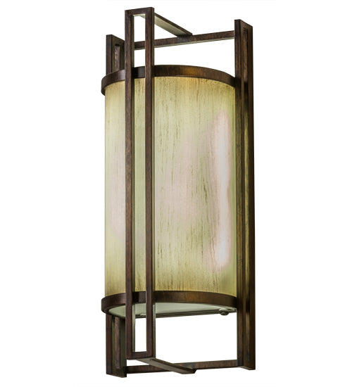 Meyda Lighting Paille 5" LED Cimarron Bronze Wall Sconce With Faded Champagne Gold Textrene Shade