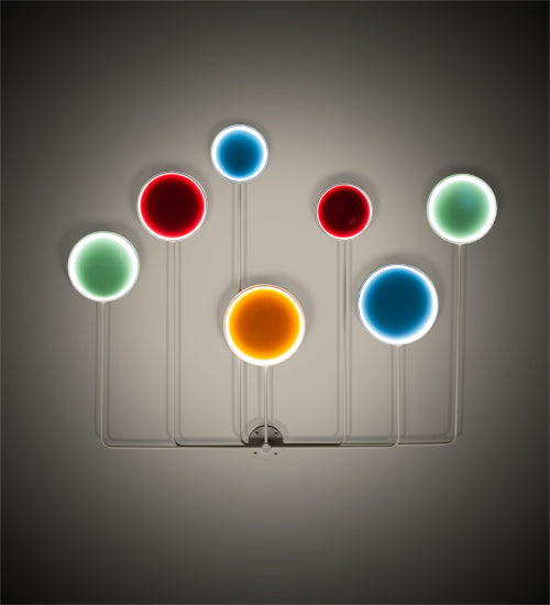 Meyda Lighting Paletta 213661 74" LED White & Silver Metallic Wall Sconce With Multi-Colored Shade
