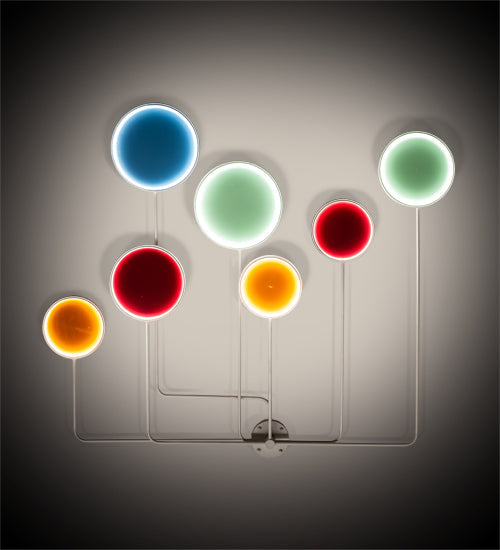 Meyda Lighting Paletta 65" LED White & Silver Metallic Wall Sconce With Multi-Colored Shade
