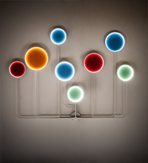Meyda Lighting Paletta 74" LED White & Silver Metallic Wall Sconce With Multi-Colored Shade