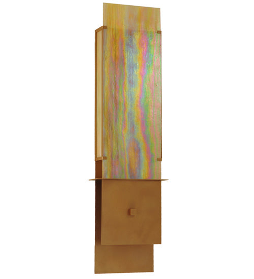 Meyda Lighting Palissade 12" 2-Light Metallic Bronze Wall Sconce With Beige Iridescent Shade Glass