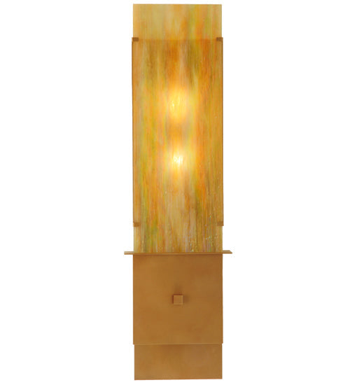 Meyda Lighting Palissade 12" 2-Light Metallic Bronze Wall Sconce With Beige Iridescent Shade Glass