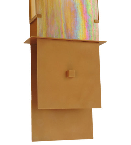 Meyda Lighting Palissade 12" 2-Light Metallic Bronze Wall Sconce With Beige Iridescent Shade Glass