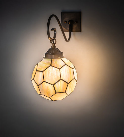 Meyda Lighting Pallavolo 11" Antique Copper Wall Sconce With Beige Iridescent Shade Glass