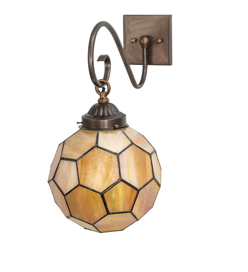 Meyda Lighting Pallavolo 11" Antique Copper Wall Sconce With Beige Iridescent Shade Glass