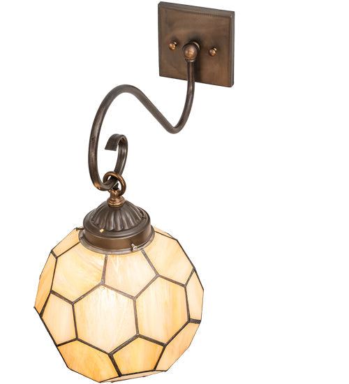 Meyda Lighting Pallavolo 11" Antique Copper Wall Sconce With Beige Iridescent Shade Glass