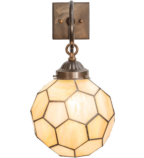 Meyda Lighting Pallavolo 11" Antique Copper Wall Sconce With Beige Iridescent Shade Glass