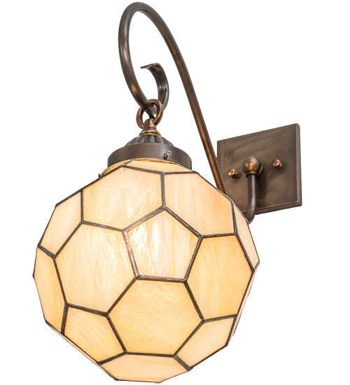 Meyda Lighting Pallavolo 11" Antique Copper Wall Sconce With Beige Iridescent Shade Glass