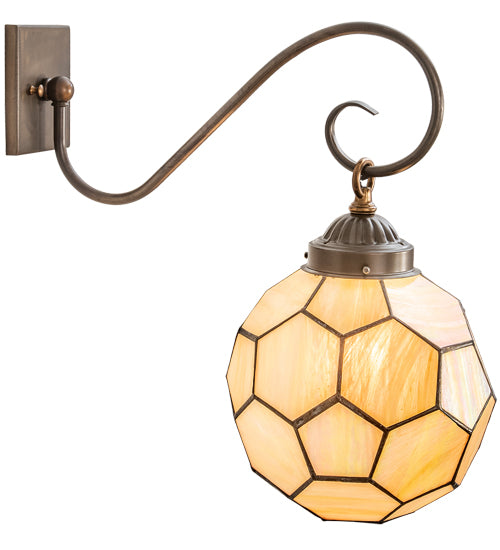 Meyda Lighting Pallavolo 11" Antique Copper Wall Sconce With Beige Iridescent Shade Glass