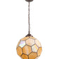 Meyda Lighting Pallavolo 14" Mahogany Bronze Ceiling Pendant Light With Beige Iridescent Shade Glass