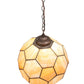 Meyda Lighting Pallavolo 14" Mahogany Bronze Ceiling Pendant Light With Beige Iridescent Shade Glass