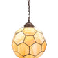 Meyda Lighting Pallavolo 14" Mahogany Bronze Ceiling Pendant Light With Beige Iridescent Shade Glass