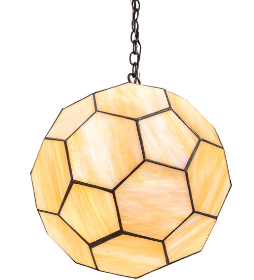 Meyda Lighting Pallavolo 14" Mahogany Bronze Ceiling Pendant Light With Beige Iridescent Shade Glass