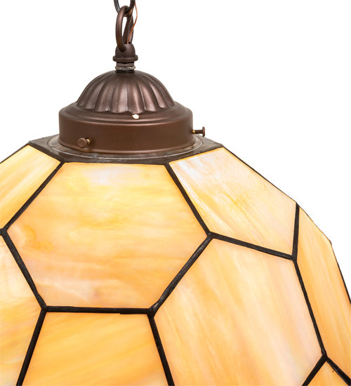 Meyda Lighting Pallavolo 14" Mahogany Bronze Ceiling Pendant Light With Beige Iridescent Shade Glass
