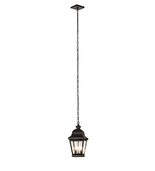 Meyda Lighting Palmer 12" 2-Light Black Patina Pendant Light With Clear Seeded Shade Glass