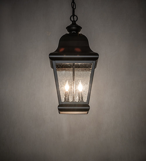 Meyda Lighting Palmer 12" 2-Light Black Patina Pendant Light With Clear Seeded Shade Glass