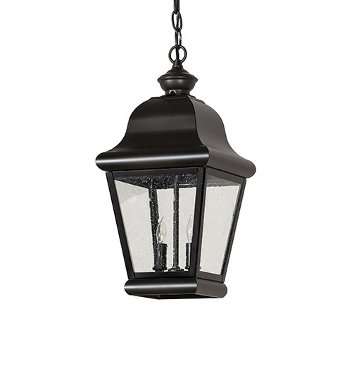 Meyda Lighting Palmer 12" 2-Light Black Patina Pendant Light With Clear Seeded Shade Glass
