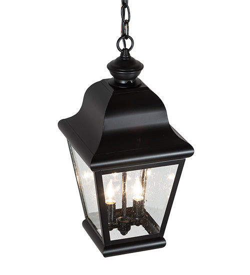 Meyda Lighting Palmer 12" 2-Light Black Patina Pendant Light With Clear Seeded Shade Glass