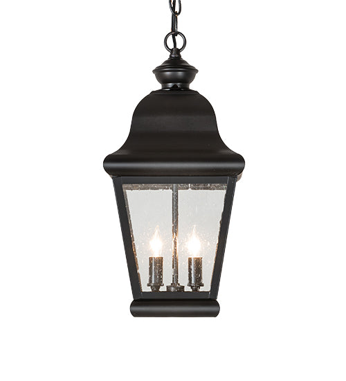 Meyda Lighting Palmer 12" 2-Light Black Patina Pendant Light With Clear Seeded Shade Glass