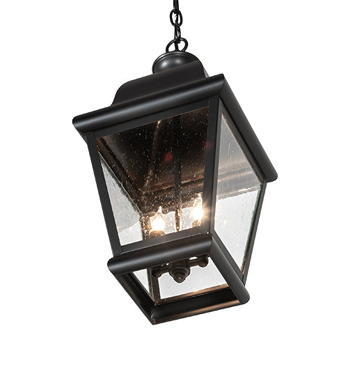Meyda Lighting Palmer 12" 2-Light Black Patina Pendant Light With Clear Seeded Shade Glass