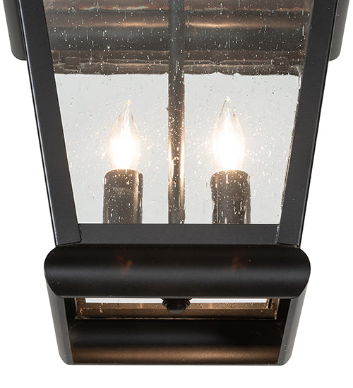 Meyda Lighting Palmer 12" 2-Light Black Patina Pendant Light With Clear Seeded Shade Glass