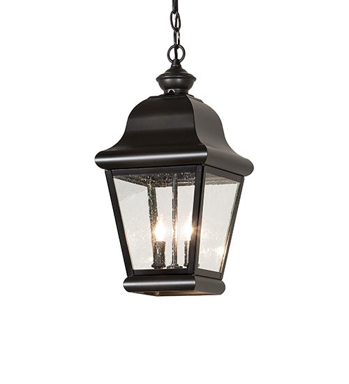 Meyda Lighting Palmer 12" 2-Light Black Patina Pendant Light With Clear Seeded Shade Glass