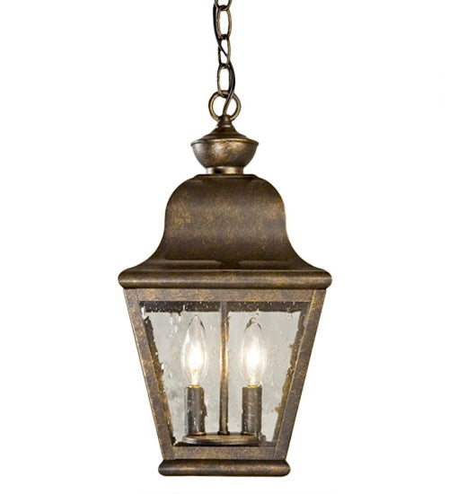 Meyda Lighting Palmer 9" 2-Light Antique Rust Pendant Light With White Clear Seeded Shade Glass