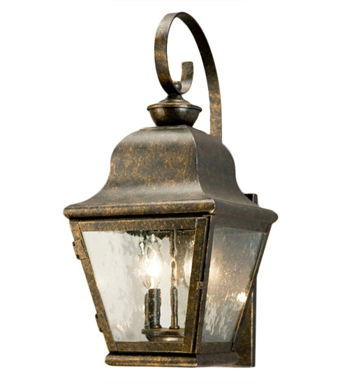 Meyda Lighting Palmer 9" 2-Light Antique Rust Wall Sconce With Clear Seeded Shade Glass