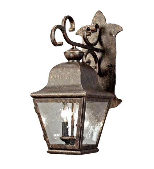 Meyda Lighting Palmer 9" 2-Light Gilded Tobacco Wall Sconce With Clear Seeded Shade Glass